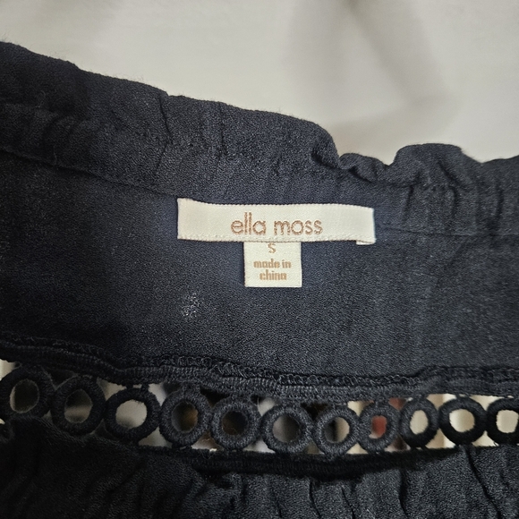 Ella Moss Off Shoulder Crochet Trim Romper Shorts Elastic Waist Black sz Small - Picture 5 of 6